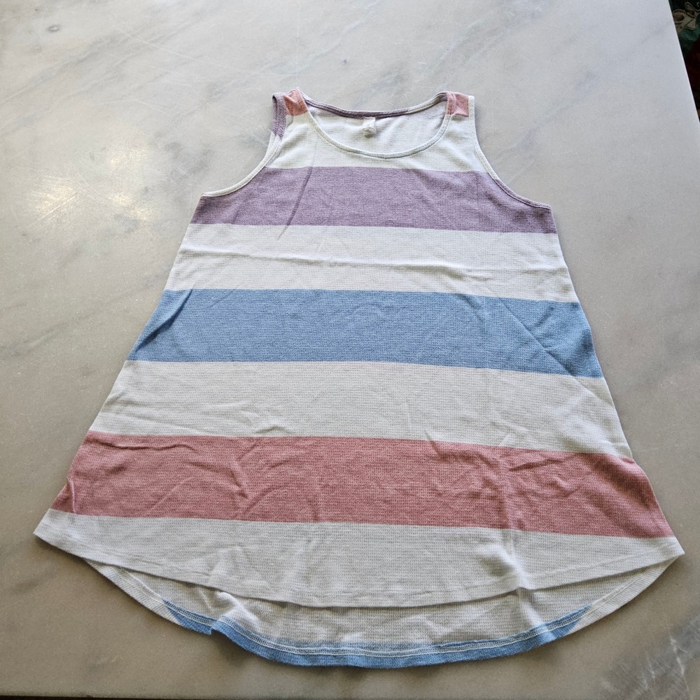 honeyme Striped Tank Top Women's Small Sleeveless Casual Purple Blue‎ Pink